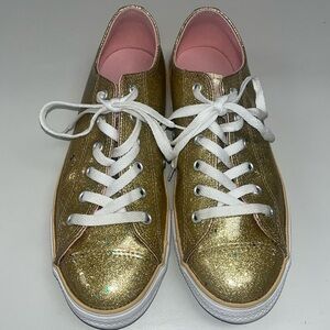 Converse All Star gold w/ sparkles lop top sneakers size 5 Junior’s- unisex